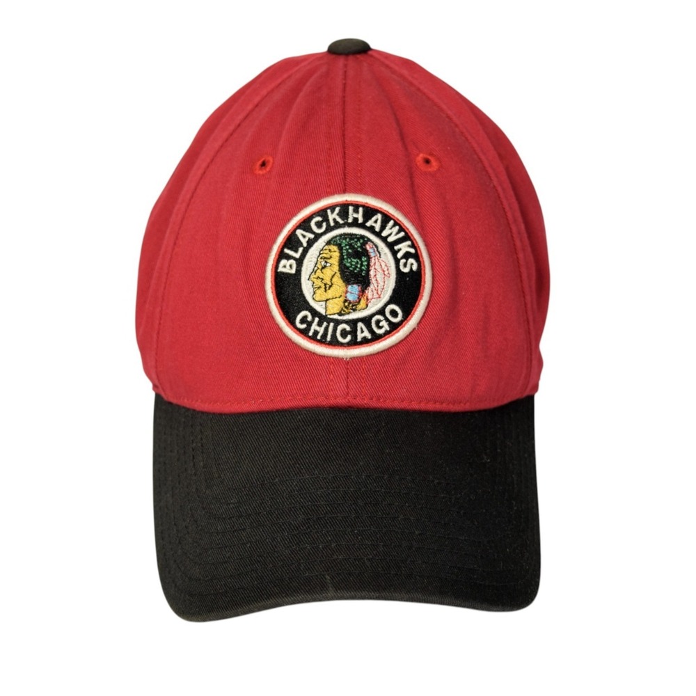 American Needle Chicago Blackhawks Hat Red Vintage Logo Adjustable Buckle Strap